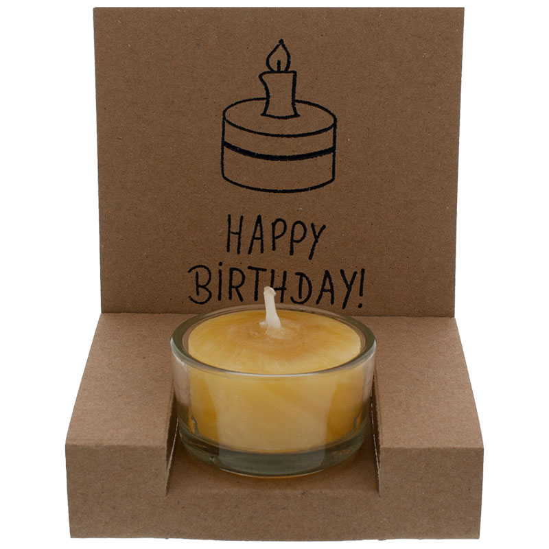 Kerzensessel "Happy Birthday" natur mit schwarzem Druck