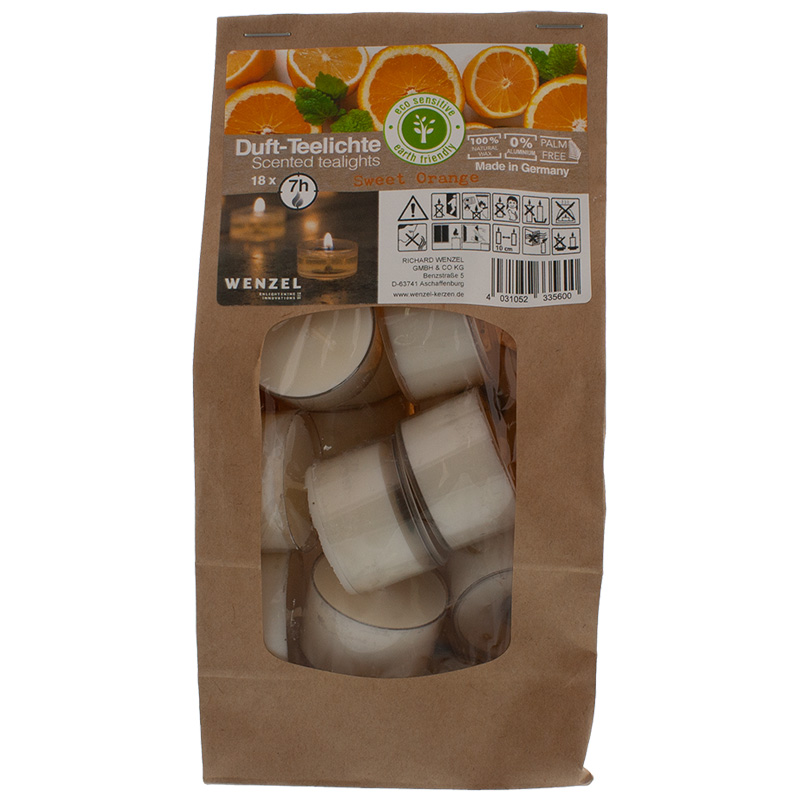 Duft-Teelichte "Sweet Orange" mit 7 Stunden Brenndauer 18er Pack