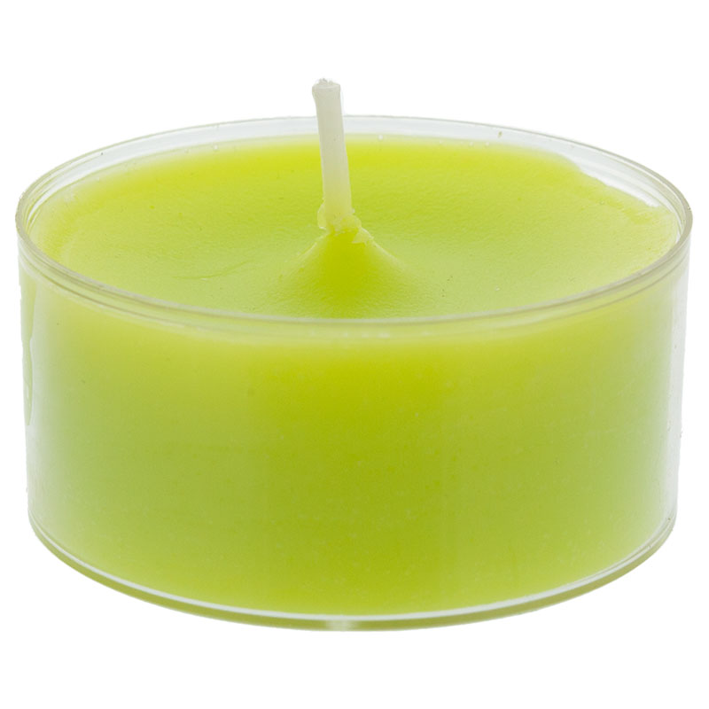 Maxi-Teelichte limone in transparenter Hülle 10 Stunden Brenndauer 4er Pack