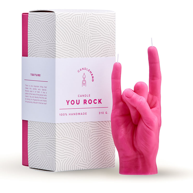 CandleHand Kerze "You Rock" pink
