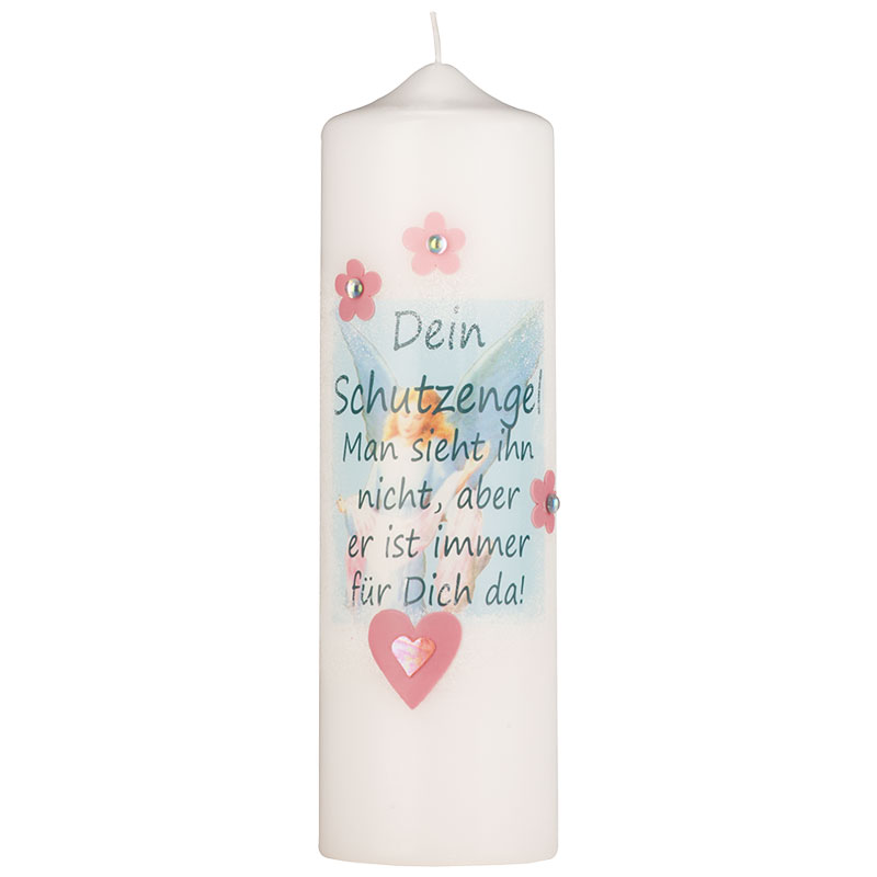 Taufkerze modern Schutzengel hellblau