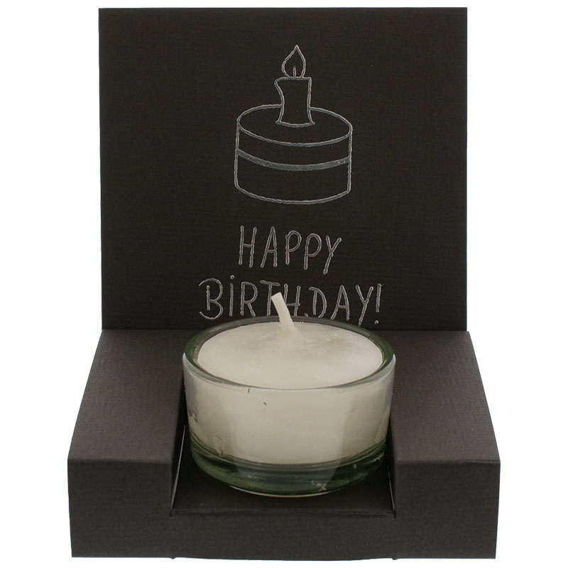 Kerzensessel "Happy Birthday" anthrazit mit silbernem Druck