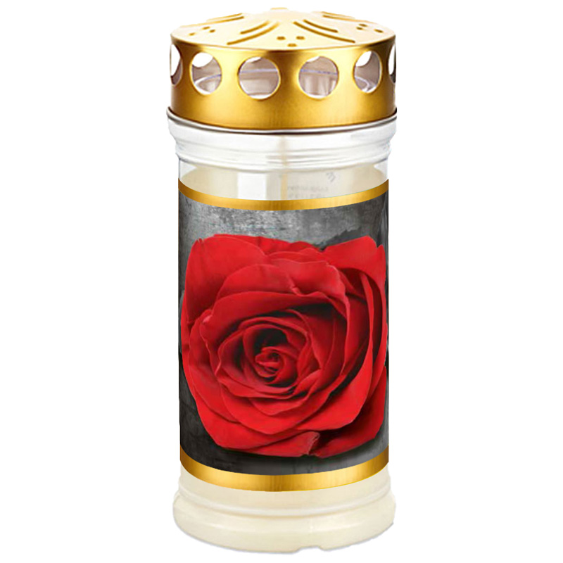 Memoriam Motiv-Grablicht mit Deckel "Gold-Rose" 4 Tage