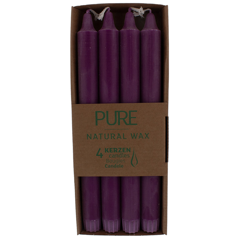 PURE Natural Wax Stabkerzen erika 4er Pack