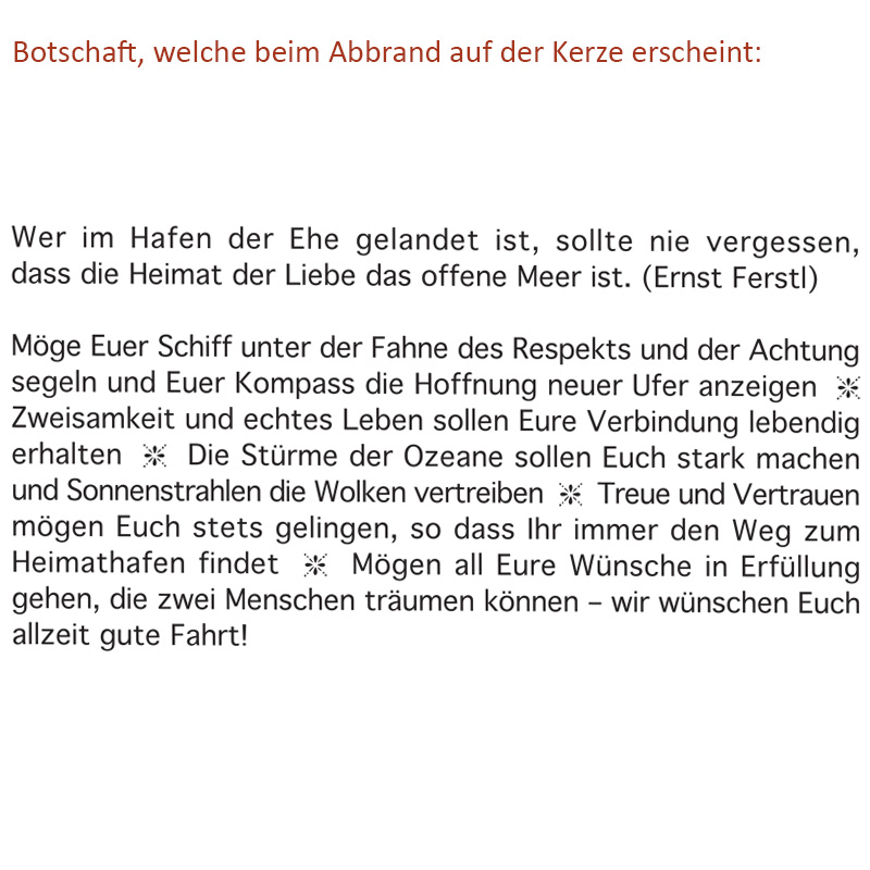 Wortlicht Kerze Leuchtende Wünsche zur Hochzeit