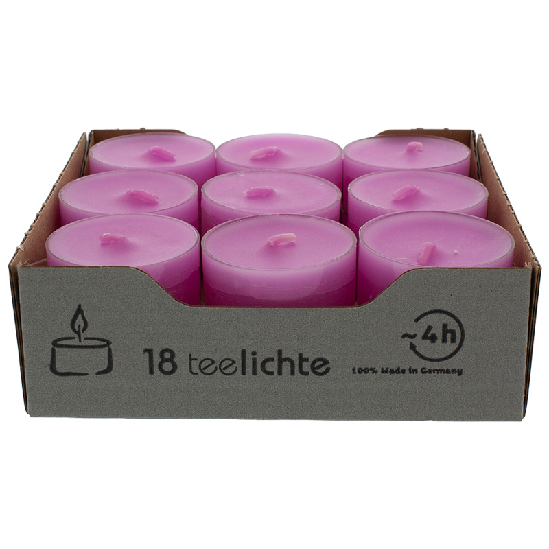Teelichte pink in transparenter Hülle 18er Pack