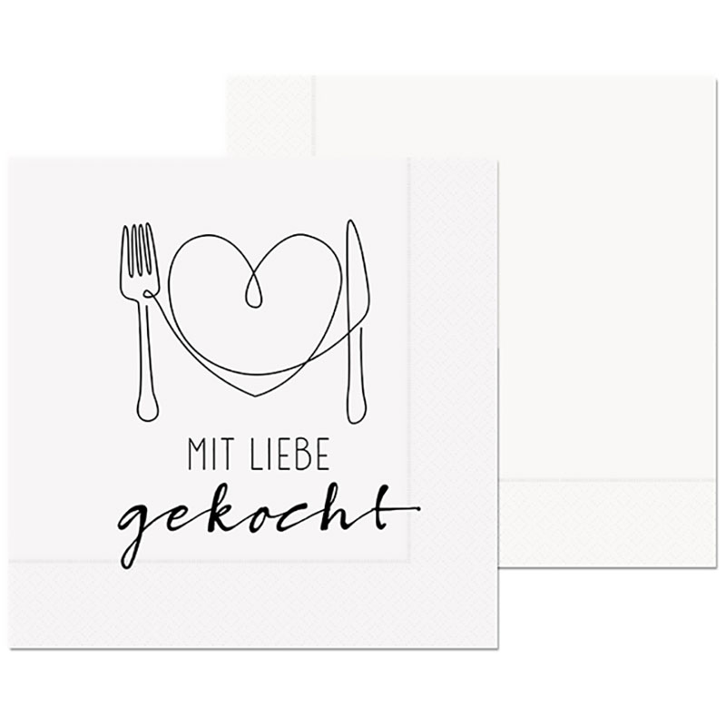 Servietten für Dich "Mit Liebe gekocht" 20er Pack