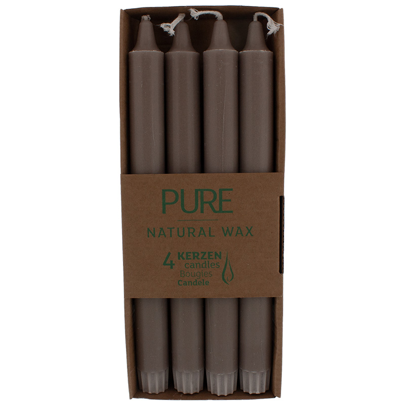 PURE Natural Wax Stabkerzen sand 4er Pack