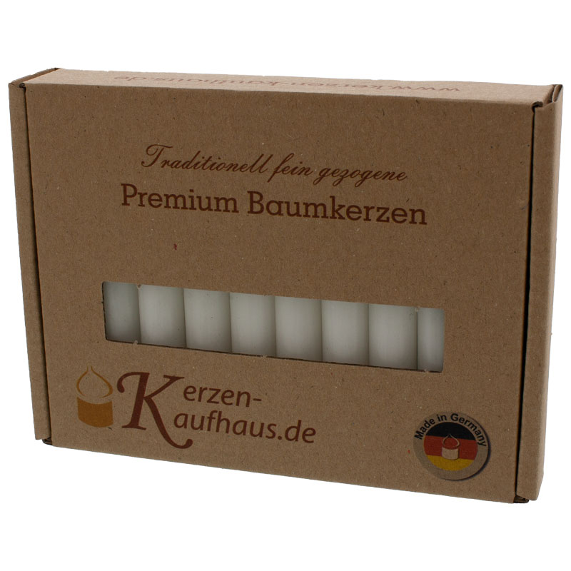 Baumkerzen weiß handgezogen und durchgefärbt 20er Pack