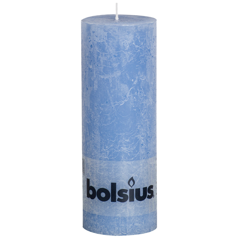 Bolsius Rustik Stumpenkerze jeans-blau 190/68