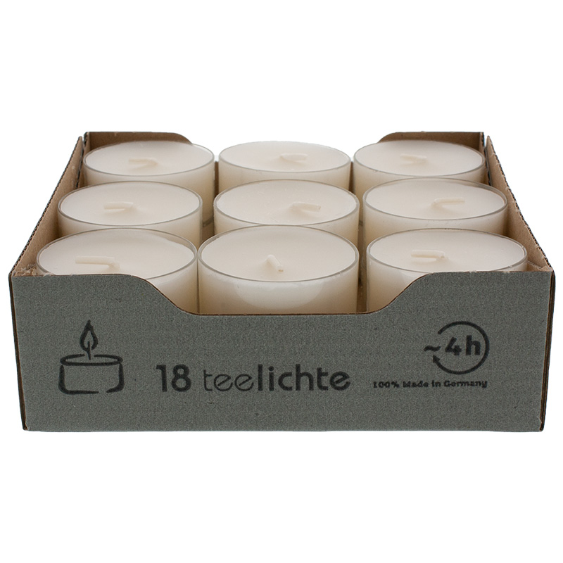 Teelichte wollweiß in transparenter Hülle 18er Pack