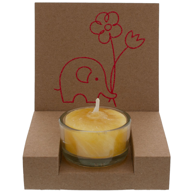 Kerzensessel "Elefant" natur mit rotem Druck