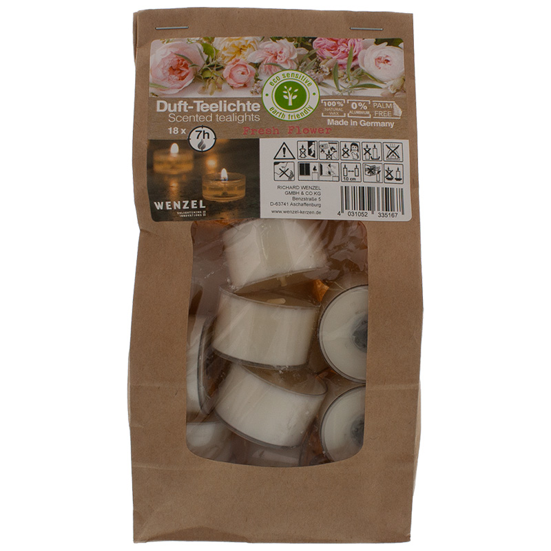 Duft-Teelichte "Fresh Flowers" mit 7 Stunden Brenndauer 18er Pack