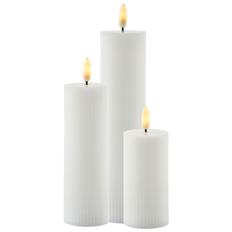 SIRIUS® LED Echtwachskerzen "Smilla" wiederaufladbar 3er Set Ø 5 cm weiß SIRIUS® LED Echtwachskerzen "Smilla" wiederaufladbar 3er Set Ø 5 cm weiß