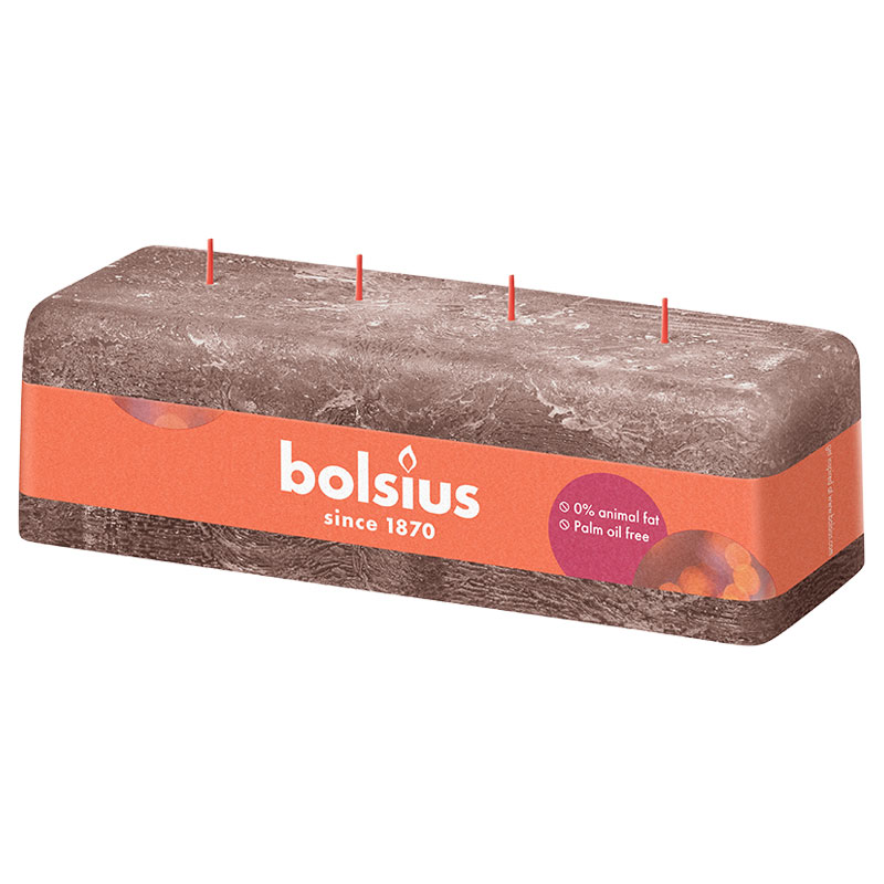 Bolsius Rustikkerze Shine 4-Docht Rustikales Taupe