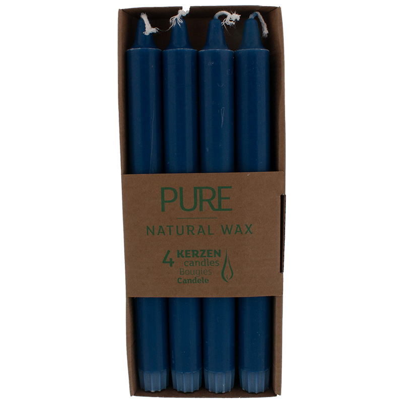 PURE Natural Wax Stabkerzen nachtblau 4er Pack