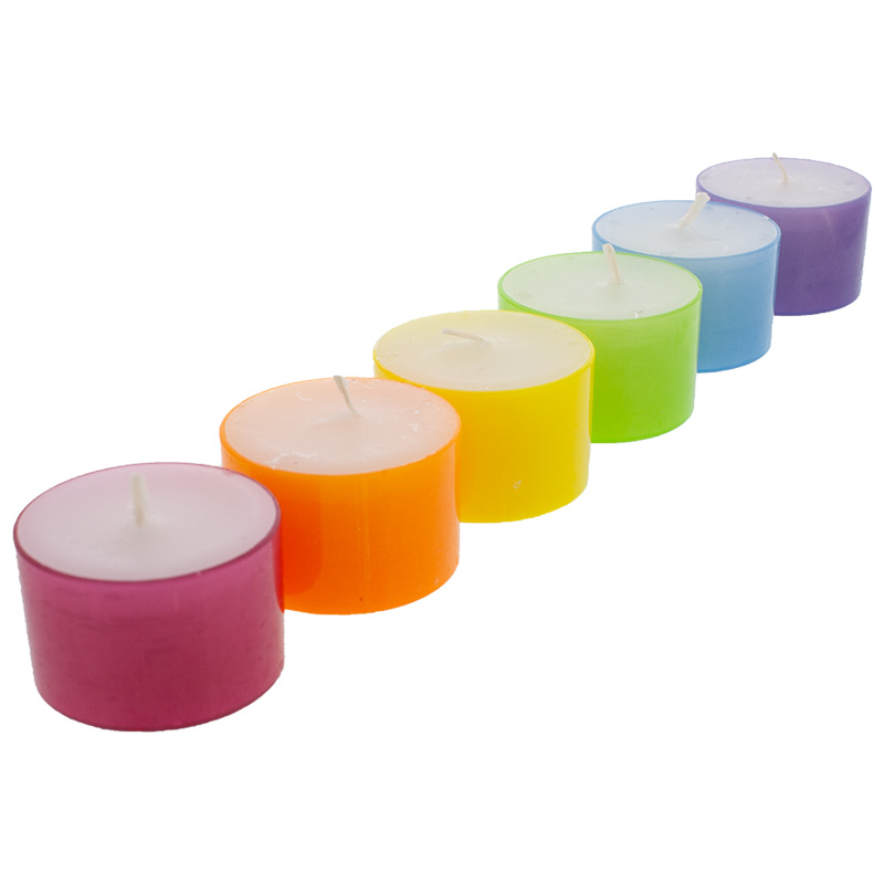 Teelichte Colorlights Rainbow Edition 8 Stunden Brenndauer 6er Pack