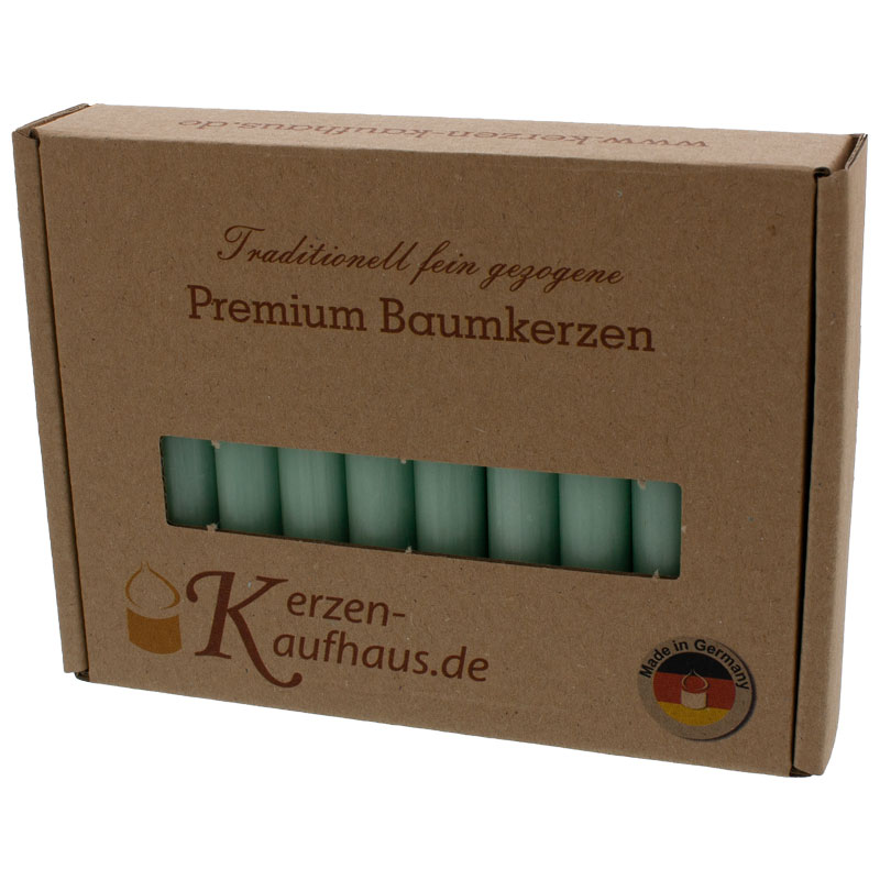 Baumkerzen pastellgrün handgezogen und durchgefärbt 20er Pack