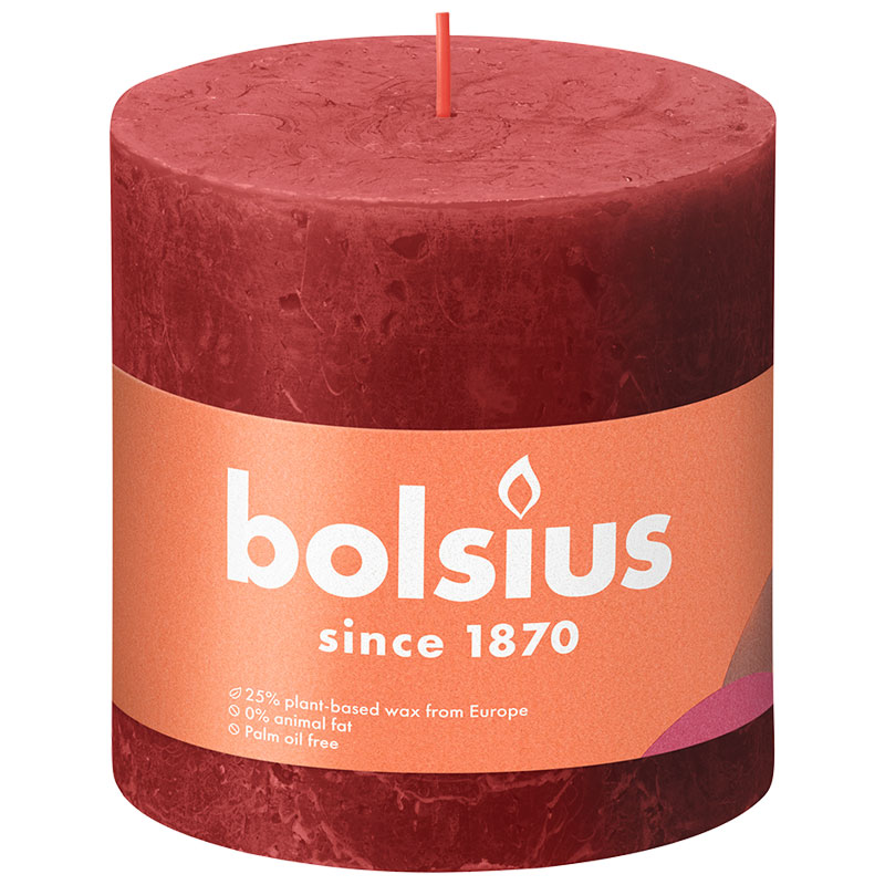 Bolsius Rustikkerze Shine 100/100 Zartes Rot