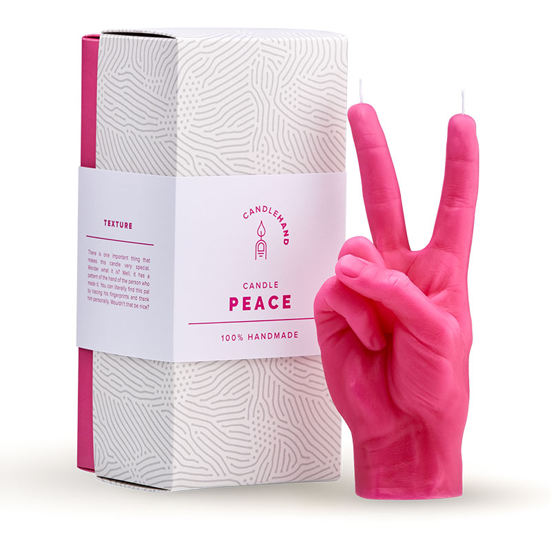 CandleHand Kerze "Peace" pink