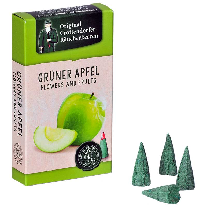 Original Crottendorfer Räucherkerzen "Grüner Apfel" 24er Pack